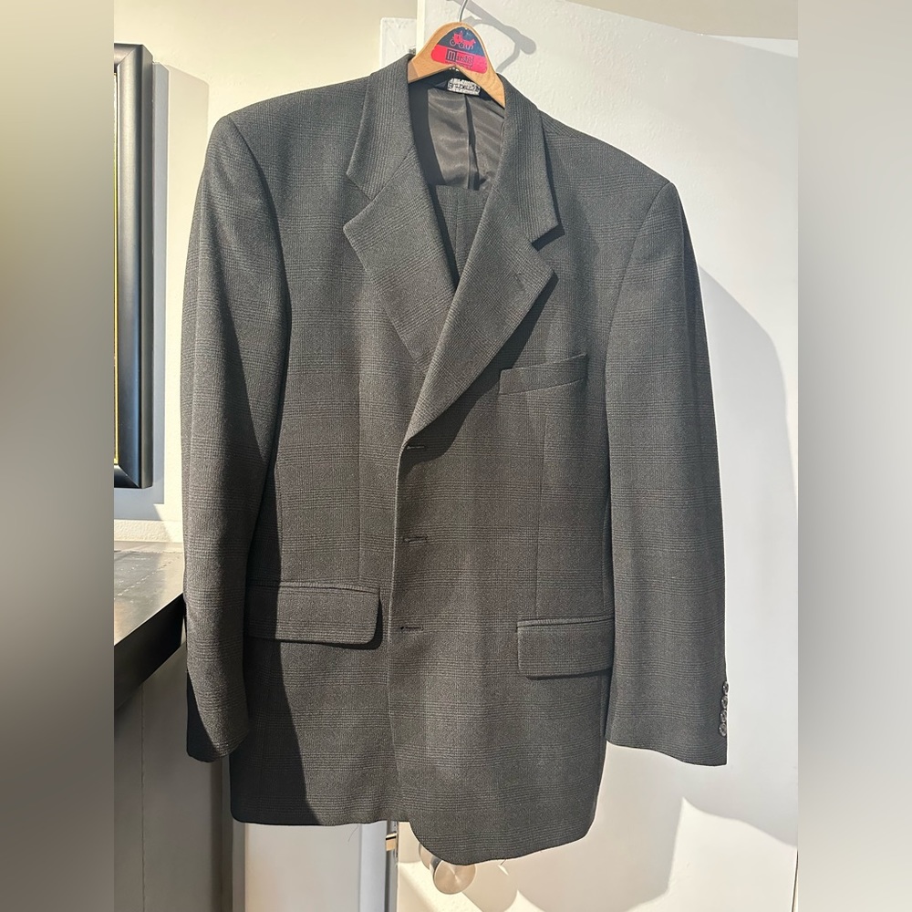 Burberry vintage wool suit grey checked